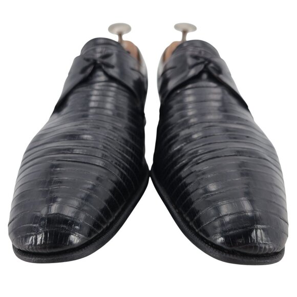 Vintage Mauri Exotic Genuine Teju Lizard Mens Size 12M Black Leather Italy Shoes - Picture 2 of 10